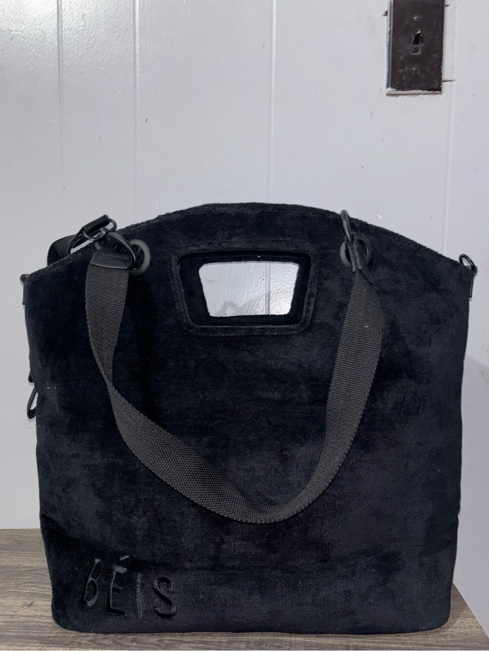 Black Beis terry tote